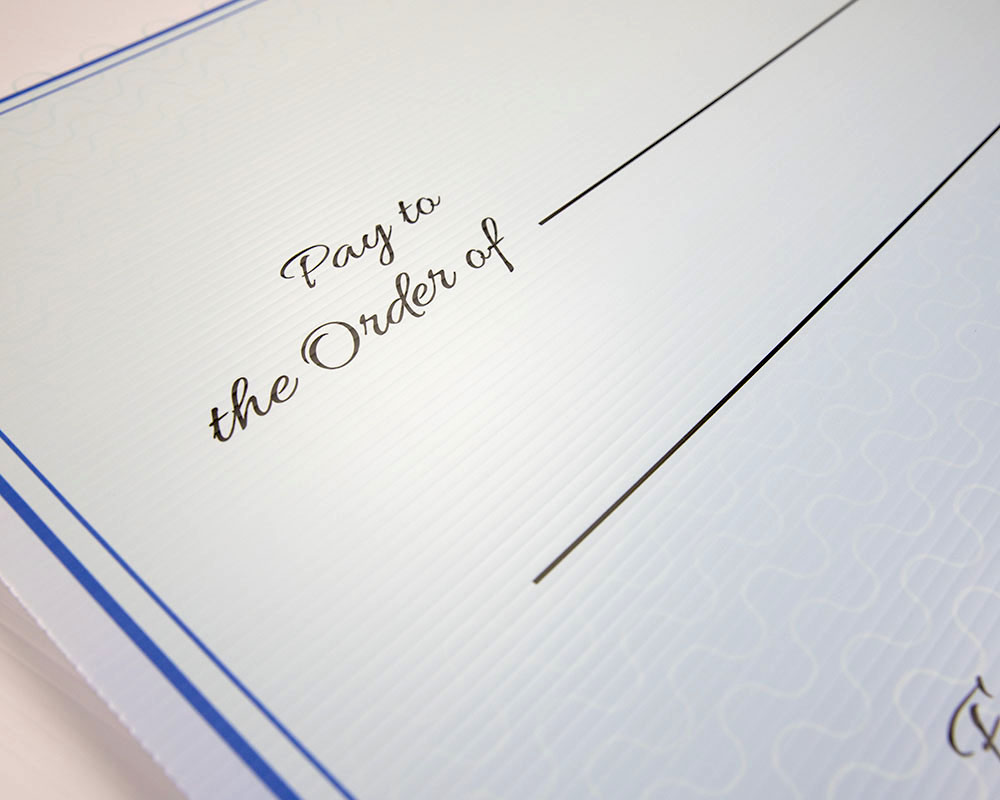 Custom Premium Large Check 22 X 48 Inch Custom Big Checks & Giant