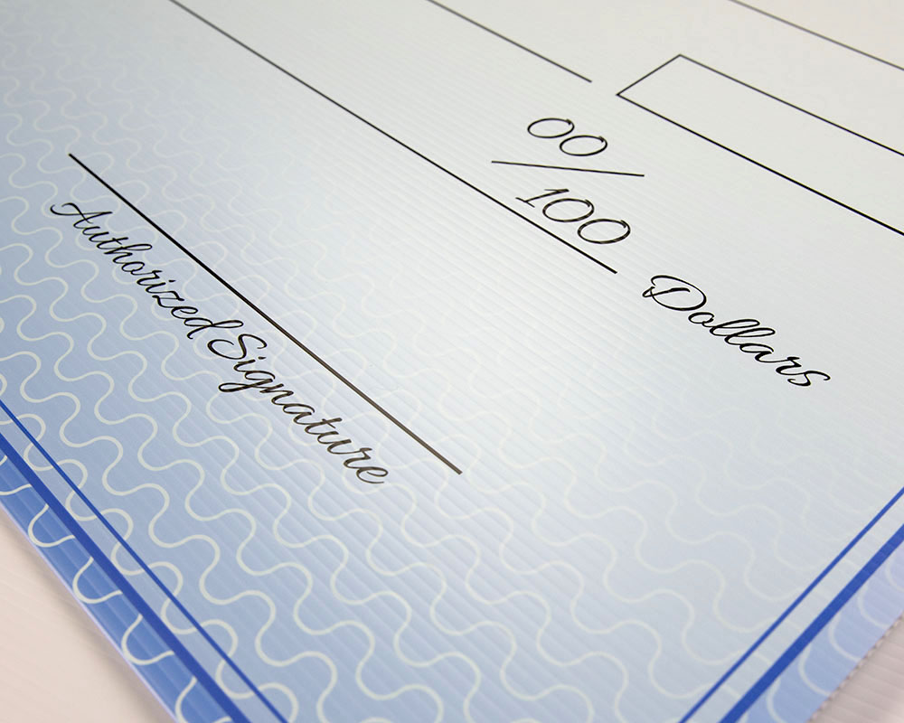 Custom Premium Large Check 22 X 48 Inch Custom Big Checks & Giant Checks