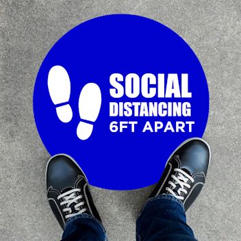 6ft Apart Round Social Distancing Stickers